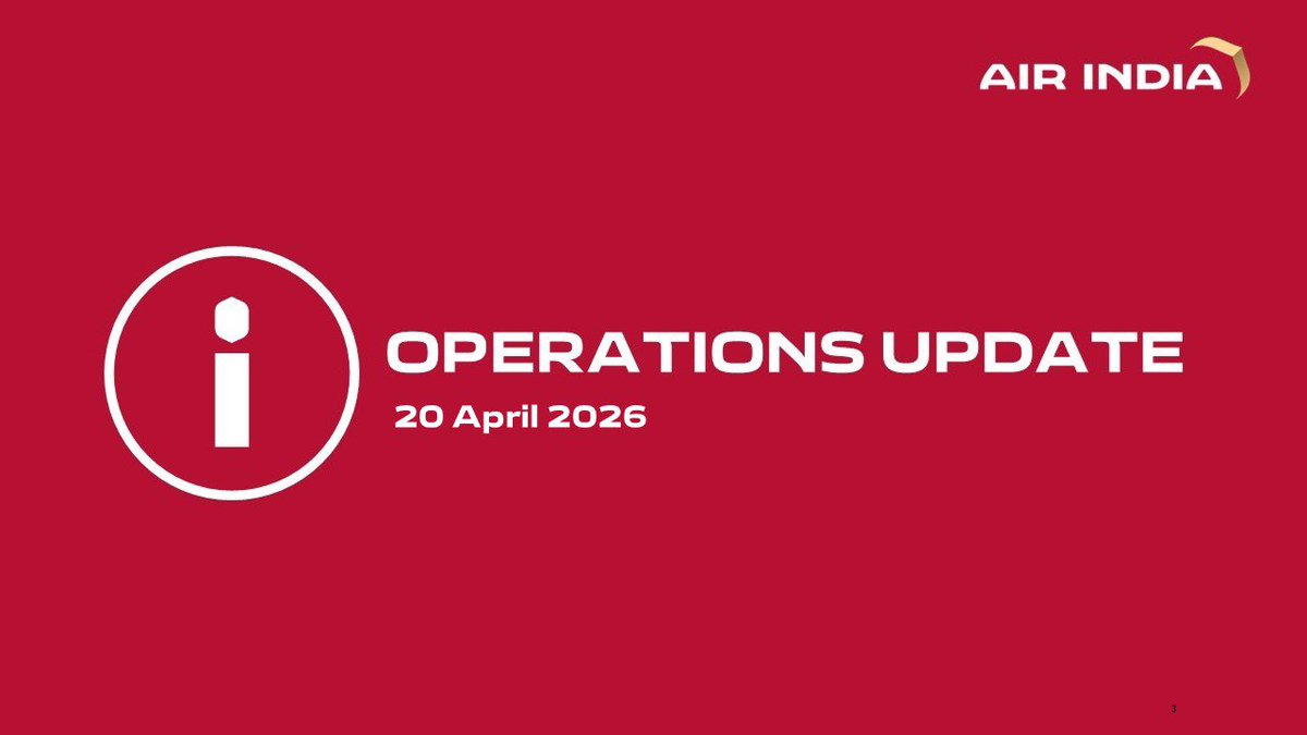 #TravelAdvisory

Air India and Air India Express will continue to operate select flights to and from West Asia on 21 April in accordance with regulatory approvals.

Customers are advised to check their flight status on respective websites or mobile apps before heading to the