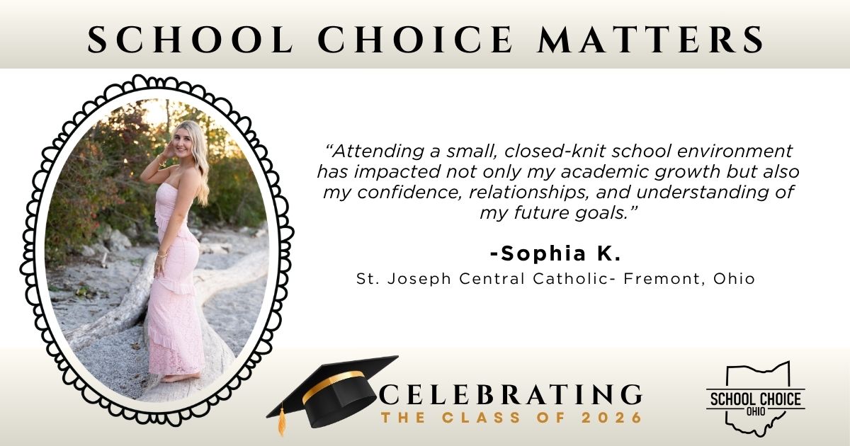 SchoolChoiceOH's tweet photo. 🎓 #Classof2026 Spotlight

Sophia K. from St. Joseph Central Catholic (Fremont) shares how a close-knit school community helped shape her confidence, growth, and future goals. 🌟

The right fit matters.

#SchoolChoiceMatters #OhioIsUniversal #StudentsFirst https://t.co/Av4ObV6FbH