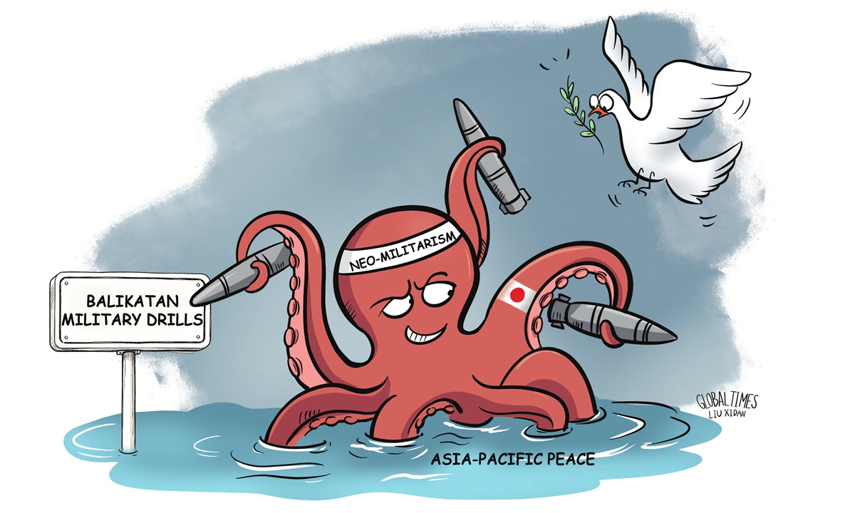 globaltimesnews's tweet image. #Opinion: Japan’s full participation in the Balikatan military drills is a calculated step in Japan's strategy of breaking through its “exclusively defense-oriented policy,” hollowing out the pacifist constitution, and pursuing “national normalization” and military expansion. The