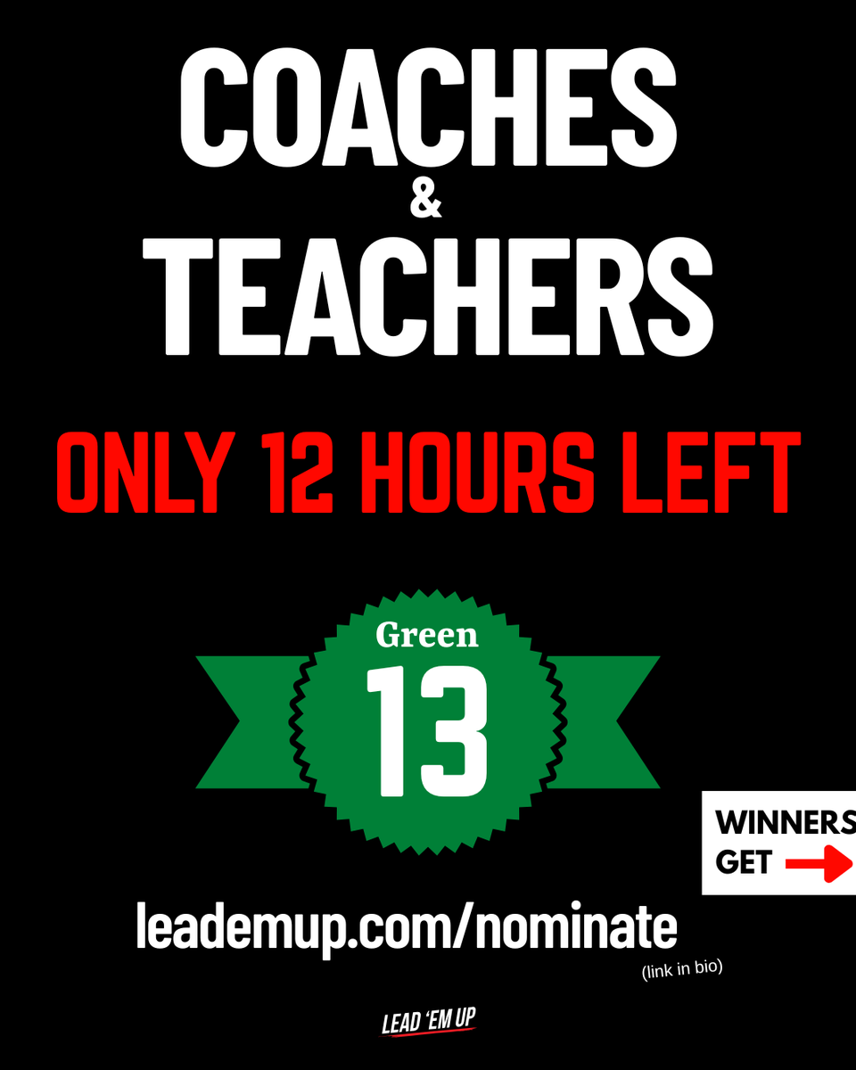 Lead_Em_Up's tweet image. Time is almost up ⌛Don't let your players go unrecognized. 

👉 leademup.com/nominate

#leademup #green13 #chickfila