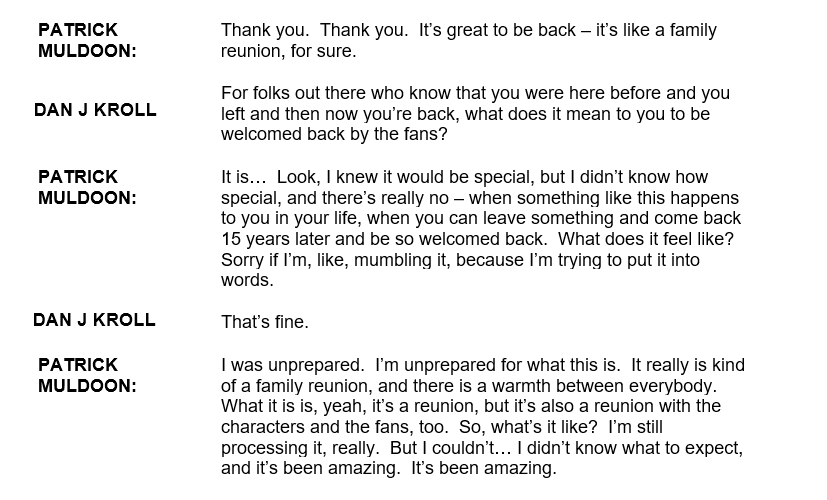 DanJKroll's tweet image. I chatted with Patrick Muldoon on the Days of our Lives set in 2011 when #DAYS was celebrating one of its reboots. Here is a partial transcript of the talk and how he felt about the return. #RIP