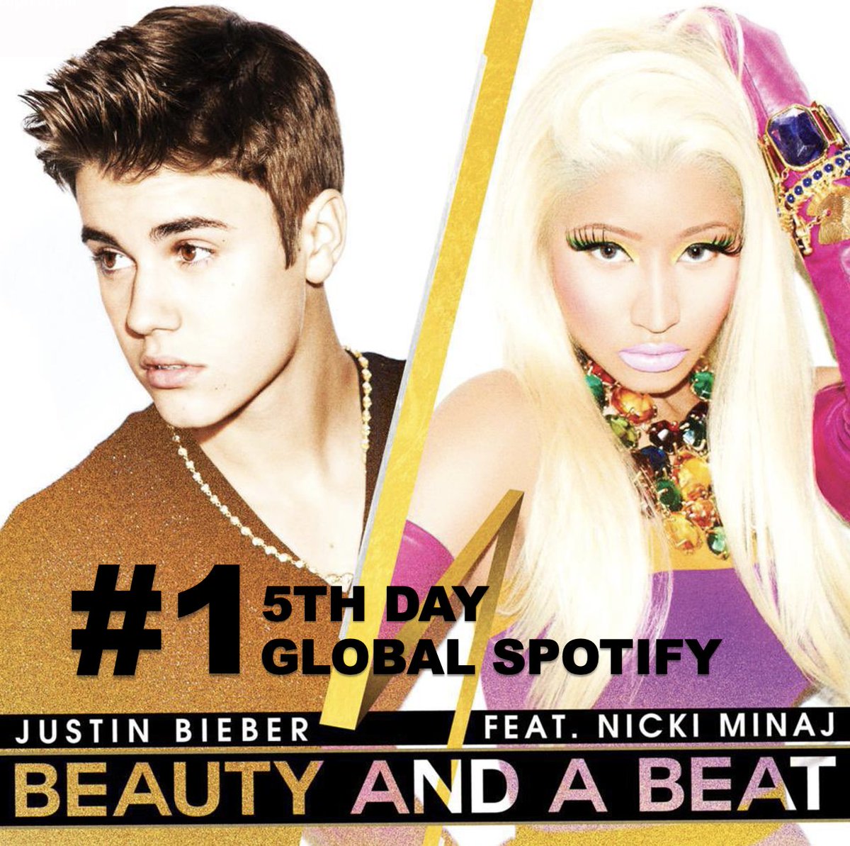 WORLDMUSICAWARD's tweet image. #JustinBieber's “Beauty and a Beat” with #NickiMinaj is No. 1 on Global Spotify for a 5th day with 8,997 Million streams! 💪🕺💃🌊1⃣🔙 🌎ᯤ✖️5⃣🕛🔥👑👑💙

STREAM: open.spotify.com/track/6QFCMUUq… 

#BeautyandaBeat
@justinbieber
@NICKIMINAJ