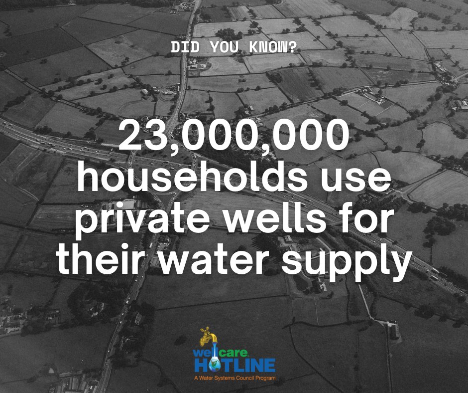 wellcareWON's tweet image. Did you know⁉️🤯 
More than 2️⃣3️⃣ million households across the 🇺🇸 U.S. rely on private wells for their water supply💧🚰

Find tips, resources, and more:🔗🌳 linktr.ee/wellcareWON 🛠️🧪

#wellmaintenance #watertesting #waterwells #wellcare #wellcarehotline #wellcareWON #wellwater