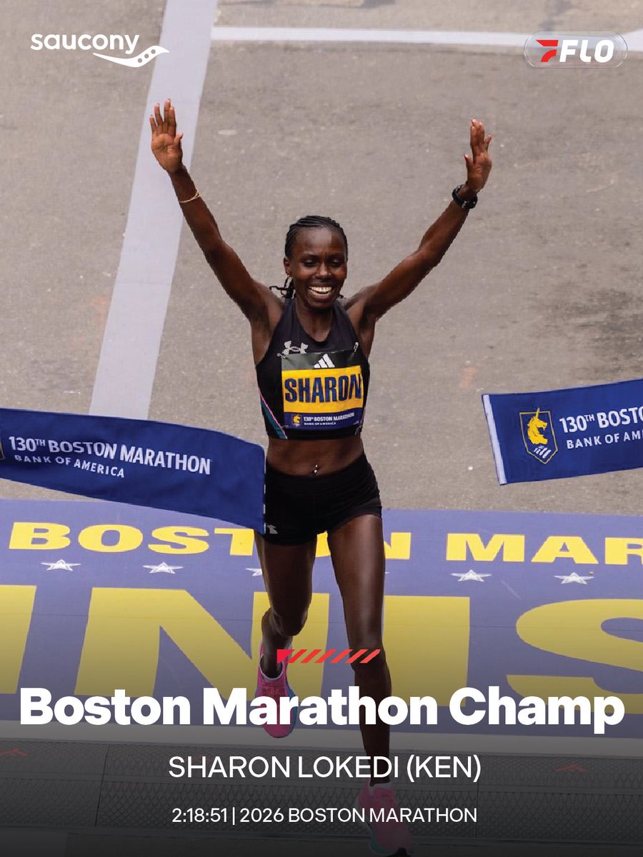 FloTrack's tweet image. SHARON LOKEDI FOR THE WIN 🔥🏆

Lokedi wins the Boston Marathon in 2:18:51, finishing 44 seconds ahead of the second place finisher Loice Chemnung.

#BostonMarathon coverage presented by @Saucony