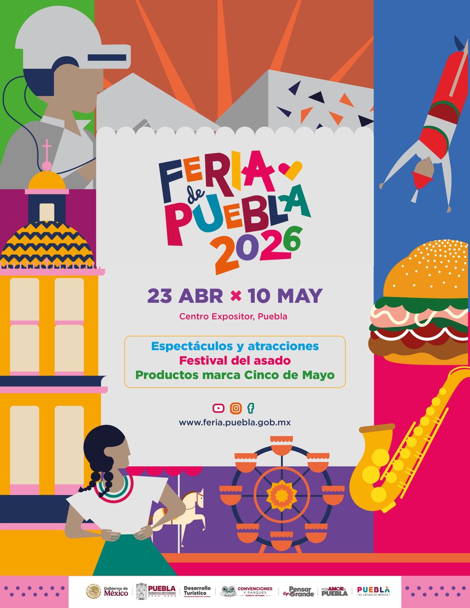 quorum_mx's tweet image. ¡Ya es oficial! 🎡 Se reveló la cartelera de la #FeriadePuebla2026 . Del 23 de abril al 10 de mayo podrás disfrutar de artistas internacionales como #CalvinHarris y #toto 🎸, #pop nacional con
@belindapop #BansaMS 🪗 y #AlejandroFernandez 🤠
🎟️Mas infomarción👇
