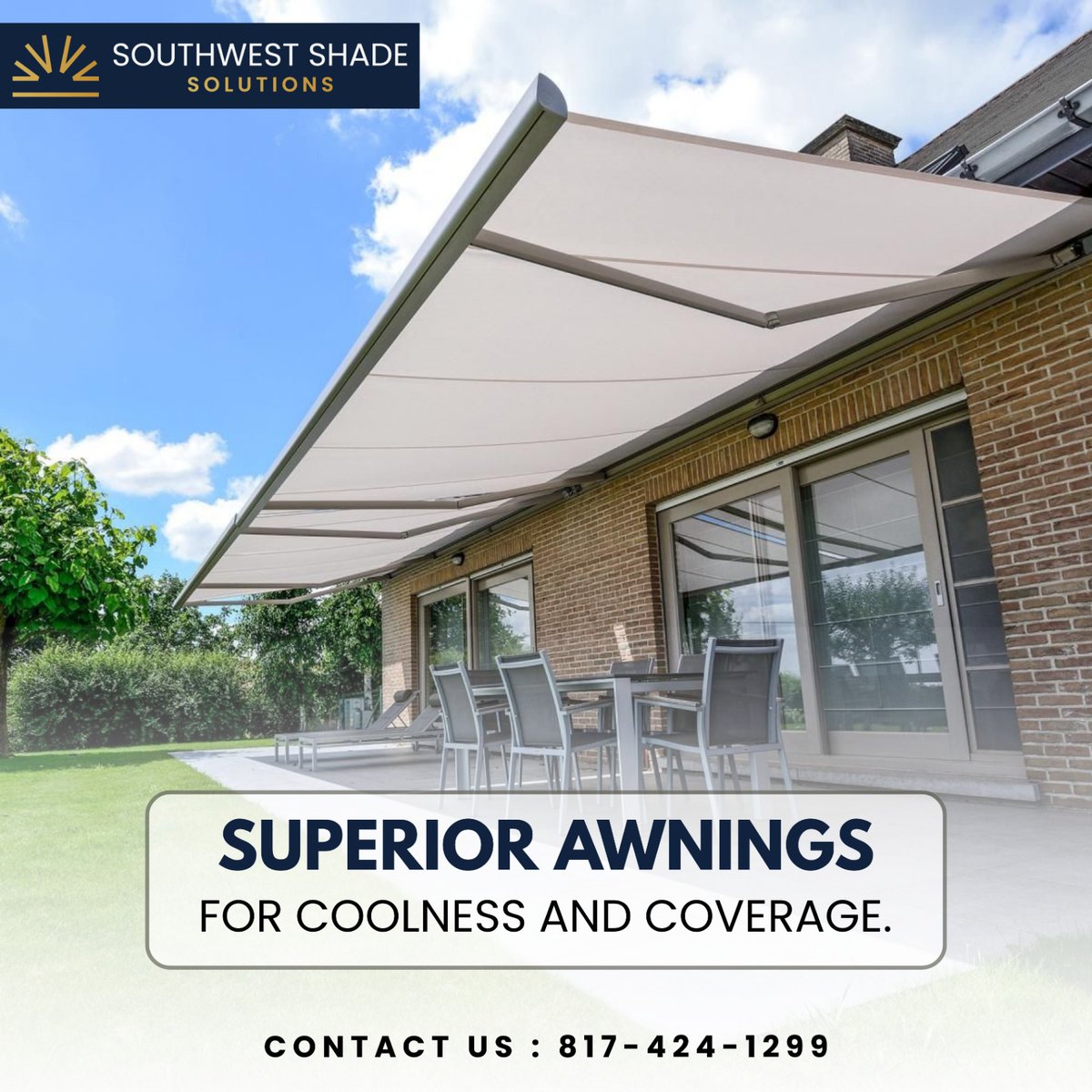 SWShadeSolution's tweet image. Why let a little sun ruin a perfect afternoon?☀️

Upgrade your home with effortless shade. It’s time to bring the living room comfort to your backyard. 🍹☁️

Ready for a cooler summer? 📞call : 817-424-1299 now!

#BackyardGoals #ModernHome #SouthwestShade #trending #explorepage