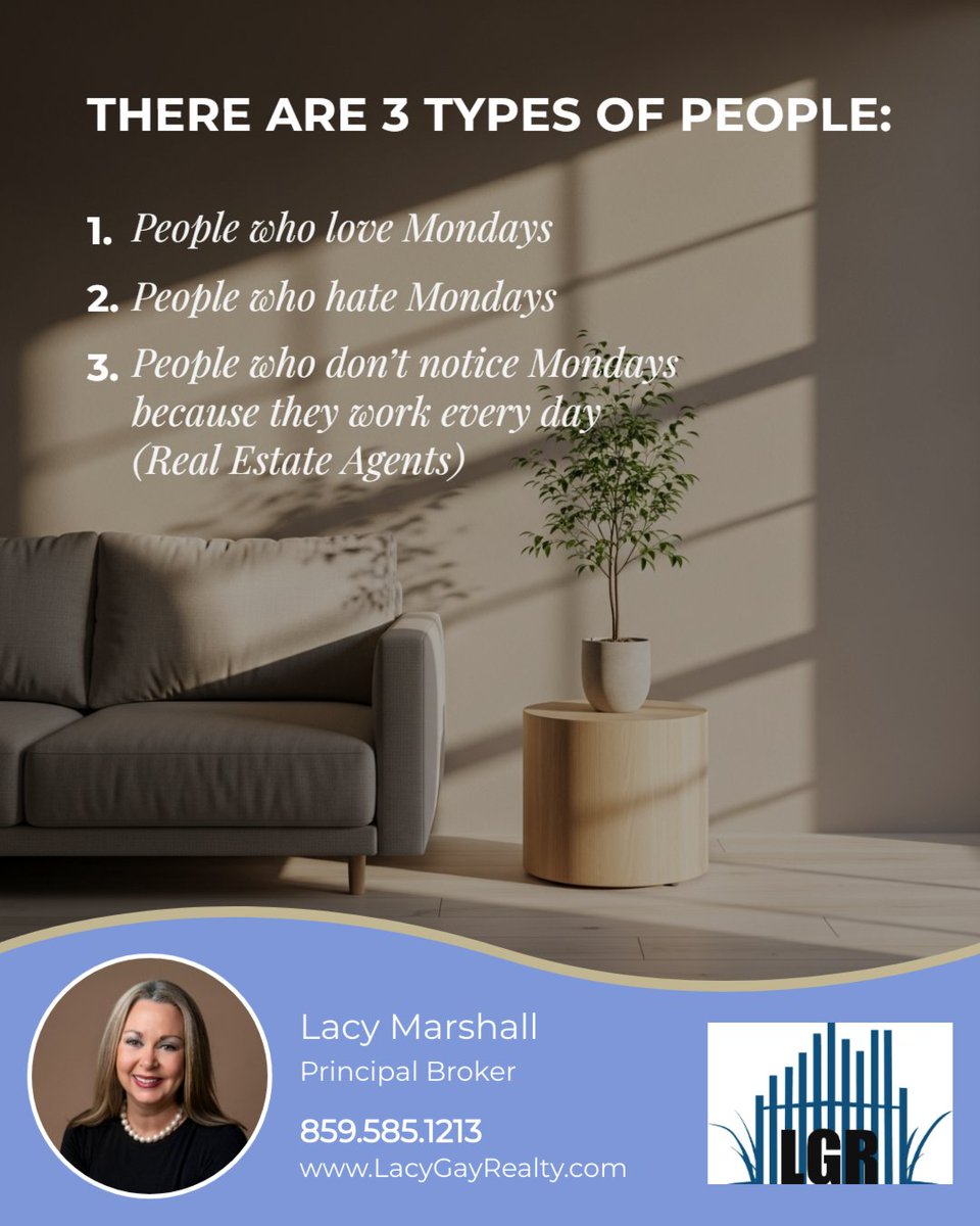 LacyGay's tweet image. Welcome to the life of a real estate agent. No 9-to-5 clock-ins, no Monday blues, just nonstop dedication. 

We thrive on the hustle and truly appreciate every client who trusts us along the way!

#realestatehumor #mondays #realtorlife #lifestyle