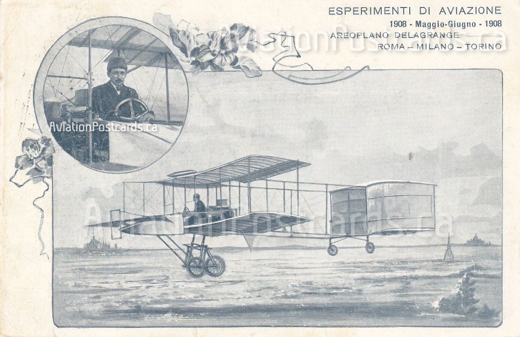 MarjeMolder's tweet image. Today's #PostMarkMonday is on an #antique 1908  #PostCard titled 'Esperimenti Di Aviazone 1908 - Maggio Guigno - 1908 Aeroplano Ferdinand Leon Delagrange Roma - Milano -Torino' which was sent from Rome 118 years ago #cancels #deltiology #aviation #airshows #exhibitions #biplanes