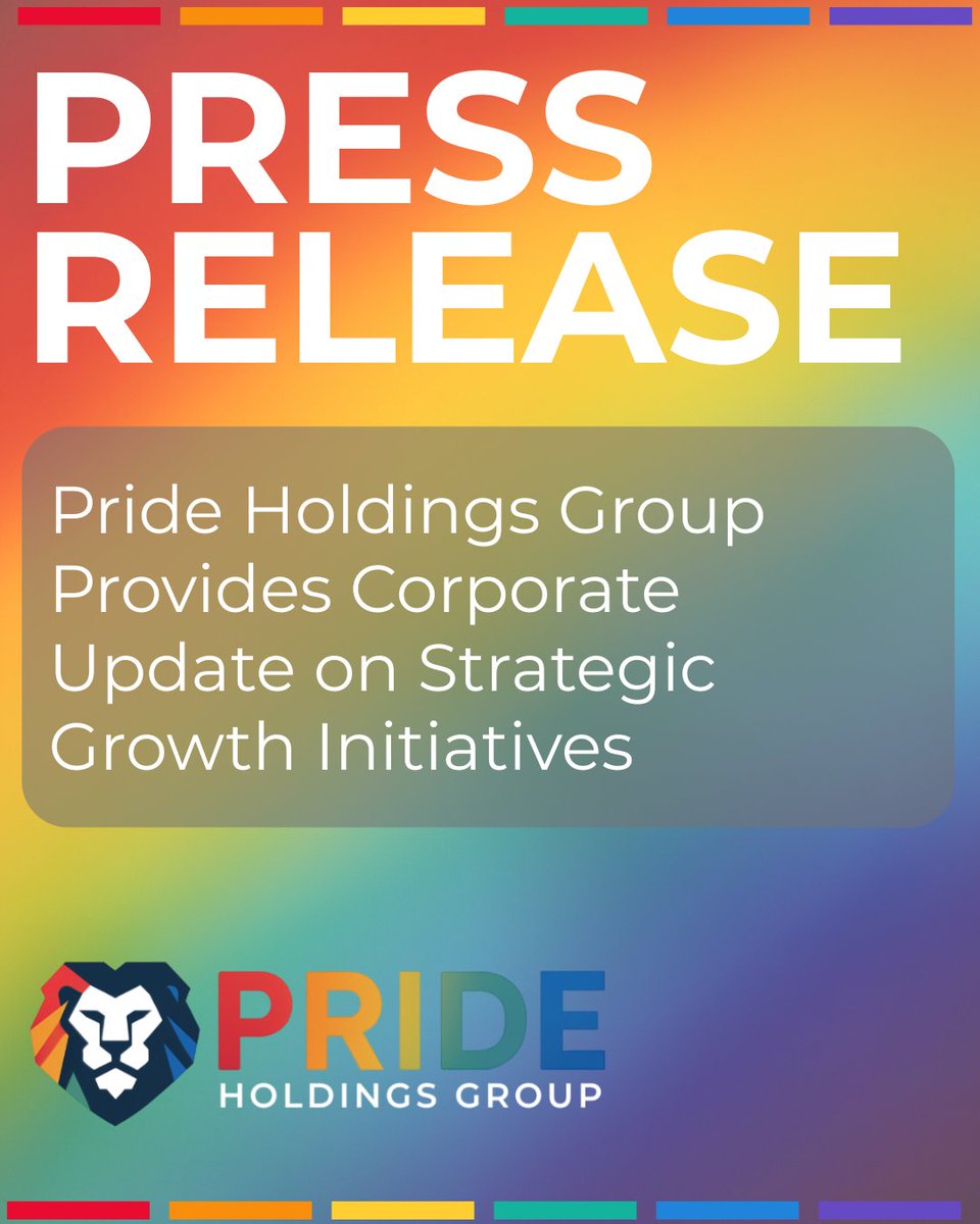 phgcorporate's tweet photo. Pride Holdings Group provides corporate update on strategic growth initiatives.

Read Press Release - https://t.co/VWbzGiAg2U https://t.co/q8lVEFAKVe