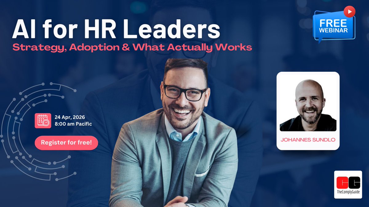 ComplyThe's tweet image. Join this free webinar designed for senior HR leaders who want to move beyond the basics and understand how AI is reshaping HR at a strategic level.
Register now! [link in comments]
#AIinHR #HRTech #AIWebinar #freewebinar