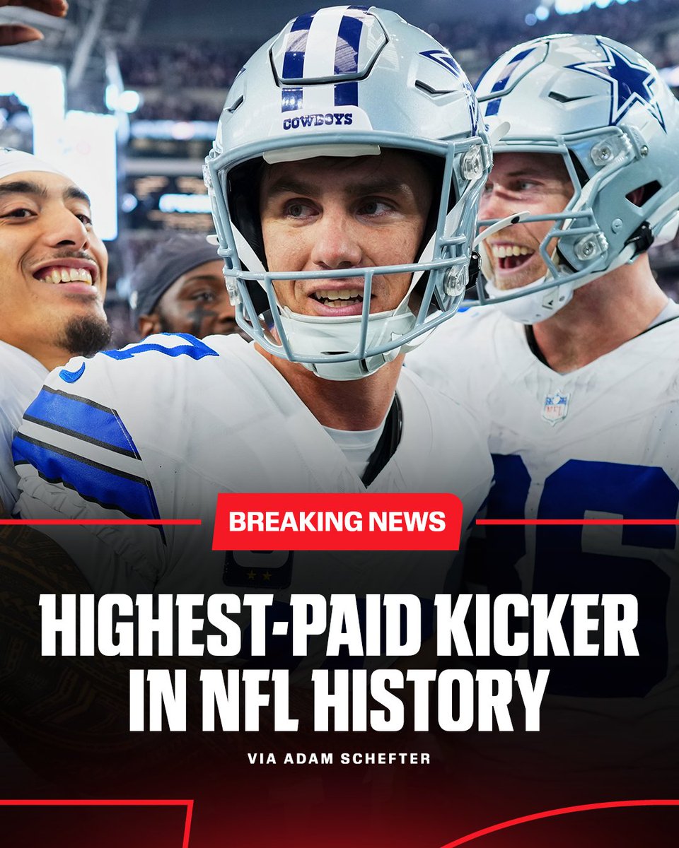 Breaking: Brandon Aubrey and the Cowboys reached an agreement on a deal that will make Aubrey the highest paid kicker in NFL history, his agents tell <a href="/AdamSchefter/">Adam Schefter</a>.

The four-year extension makes Aubrey the first kicker to earn $7M per year and receive $20M guaranteed.