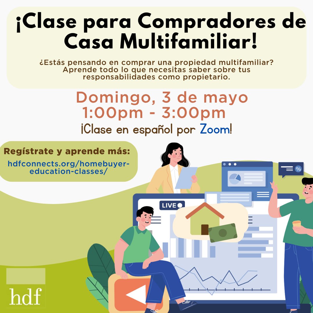 HDFCT's tweet photo. HDF está ofreciendo una clase de educación gratuita para propietarios! Espero verlos a todos allí!

Domingo, 3 de mayo 1pm-3pm
Inscríbete a continuación para acceder al de Enlace de Zoom: https://t.co/mw6YnfHKCJ #LandlordEducation #Propiedaddevivienda #AffordableHousing https://t.co/d5cUCmYwha
