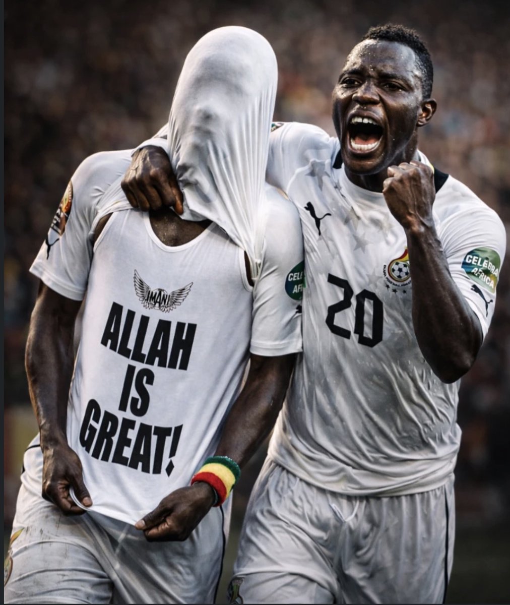 opolot_ronnie's tweet photo. In 2013, during the Africa Cup of Nations, Mubarak Wakaso scored the winning penalty for Ghana against Mali.

As he celebrated, he revealed a message written on his undershirt:

“Allah is Great.”

For that message, he received a yellow card.
Not for a foul.
Not for disrespect.
But for openly expressing his faith.

Beside him stood captain Asamoah Gyan, embracing him in celebration.

Football is watched by millions, and in that moment, Wakaso reminded the world of something greater than the game.

A goal was scored.
A message was shown.
And faith was not hidden.

Sometimes a celebration is more than just football. ⚽🤍