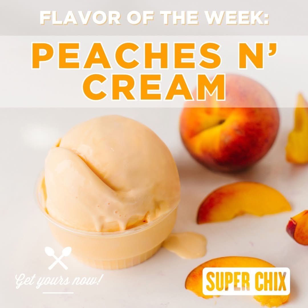 superchix's tweet photo. 🚨NEW CUSTARD FLAVOR OF THE WEEK: PEACHES N’ CREAM 🍑🍨

⭐️⭐️⭐️⭐️⭐️

—Scooping through Sunday, April 26th 🗓️

— Our delicious and rich, Georgia peach flavored custard is the perfect refreshing flavor to welcome spring. 🌼🍑

‼️Now available in all locations‼️

Chicken Sandwiches | Chicken Tenders | Premium Frozen Custard | Fresh Cut Fries | Fresh Salads |

#SuperChix #ChickenSandwich #FrozenCustard #Franchise