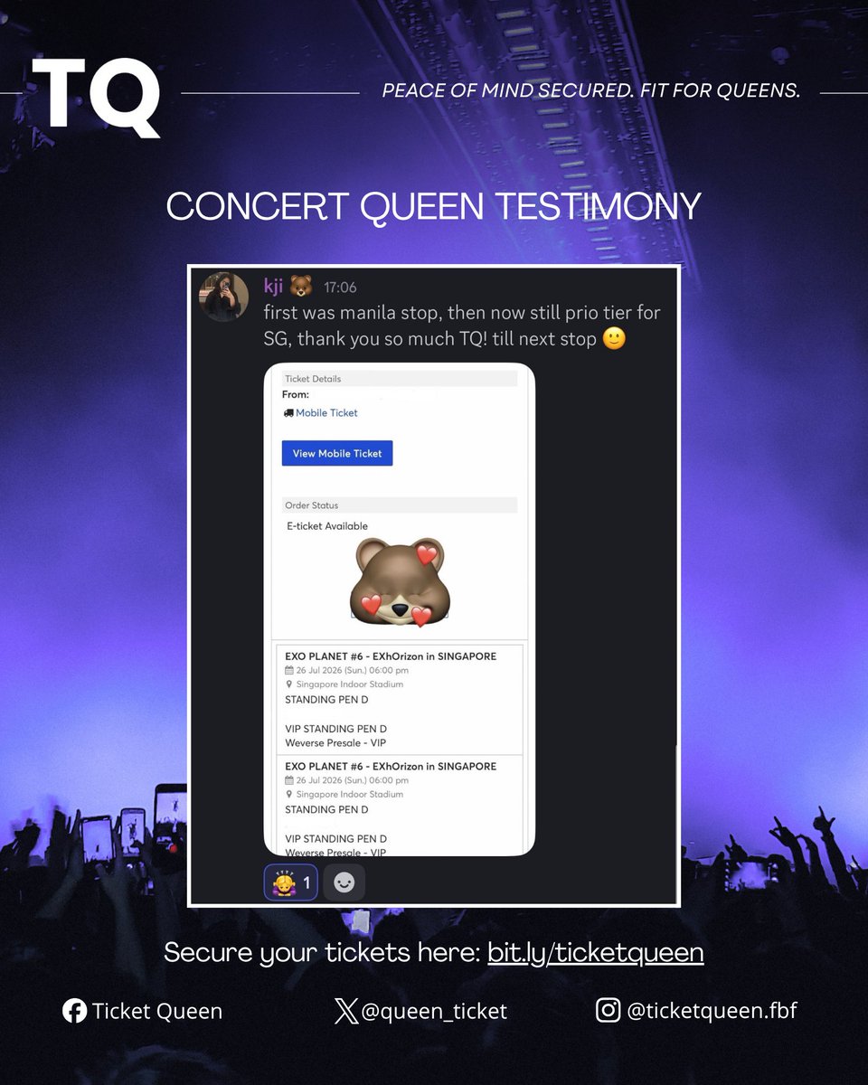 Ticket Queen | Peace of mind secured tweet media