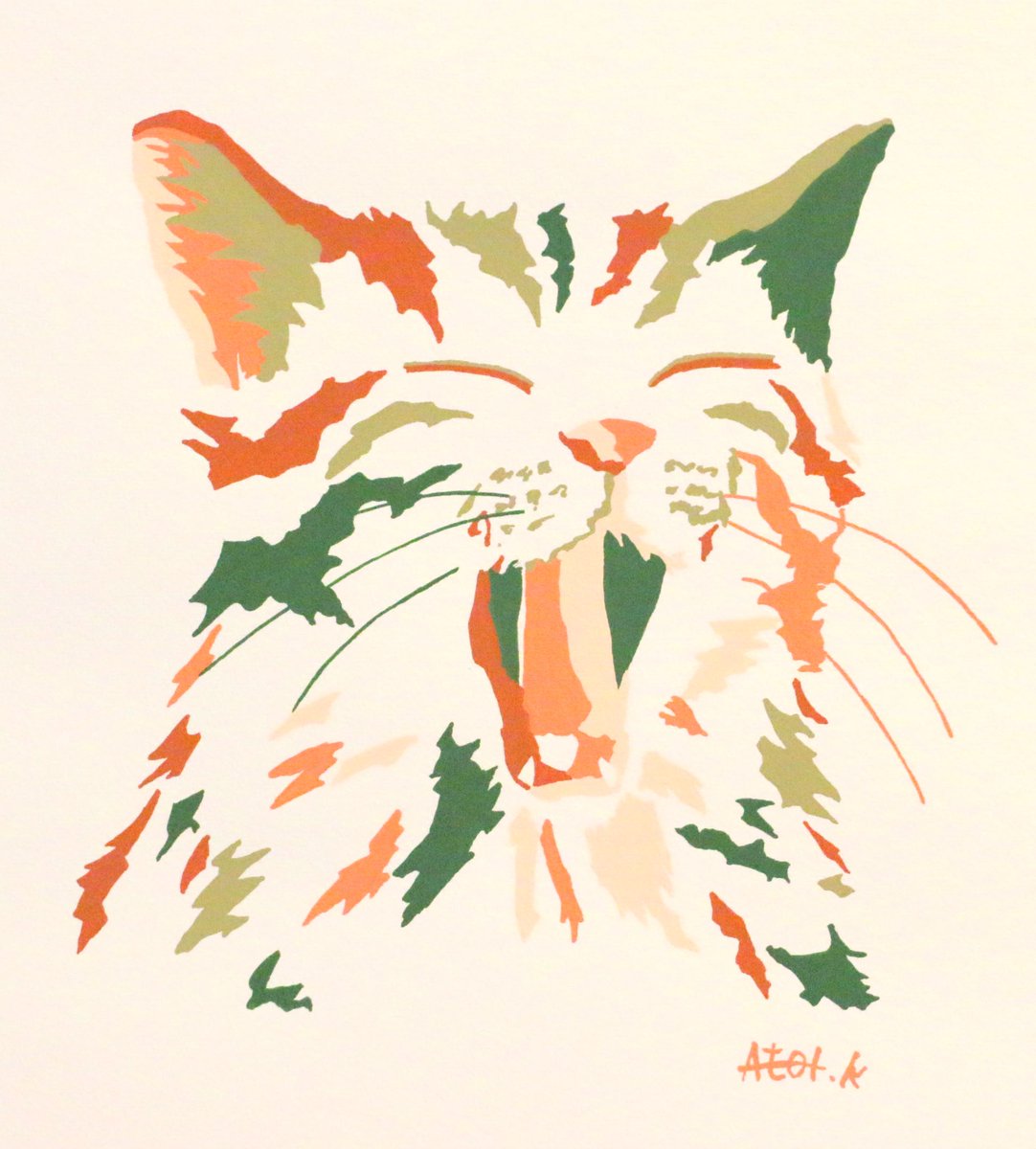 necodouraku's tweet image. あくびをする猫の絵です。輪郭線などがないのに、暖かな色使いで、猫の柔らかな雰囲気と優しい空気を感じます。#猫 #cat #mind #心 #illustration #illustrationart #イラスト #Oracle     #art #芸術  #digitalart #やさしさ #絵具 #あくび #drawing #paintings mtbrs.net/ps_necodouraku…