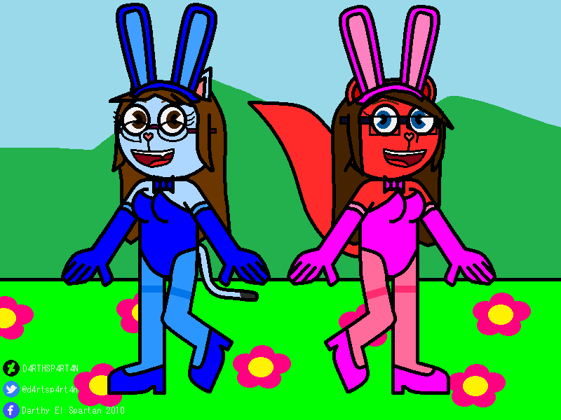 d4rthsp4rt4n's tweet image. Neena 🐱💙 (OC of neenagirl2220) &amp;amp; Elica 🐿❤️ (OC of Elica1994) as bunny girls

#htfocs #happytreefriends #fanart #neena #elica