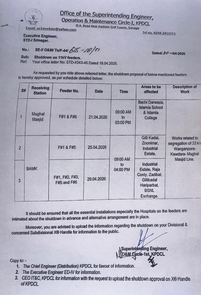 Sub-Transmission Division, 1st (KPDCL) PDD,Bemina tweet media