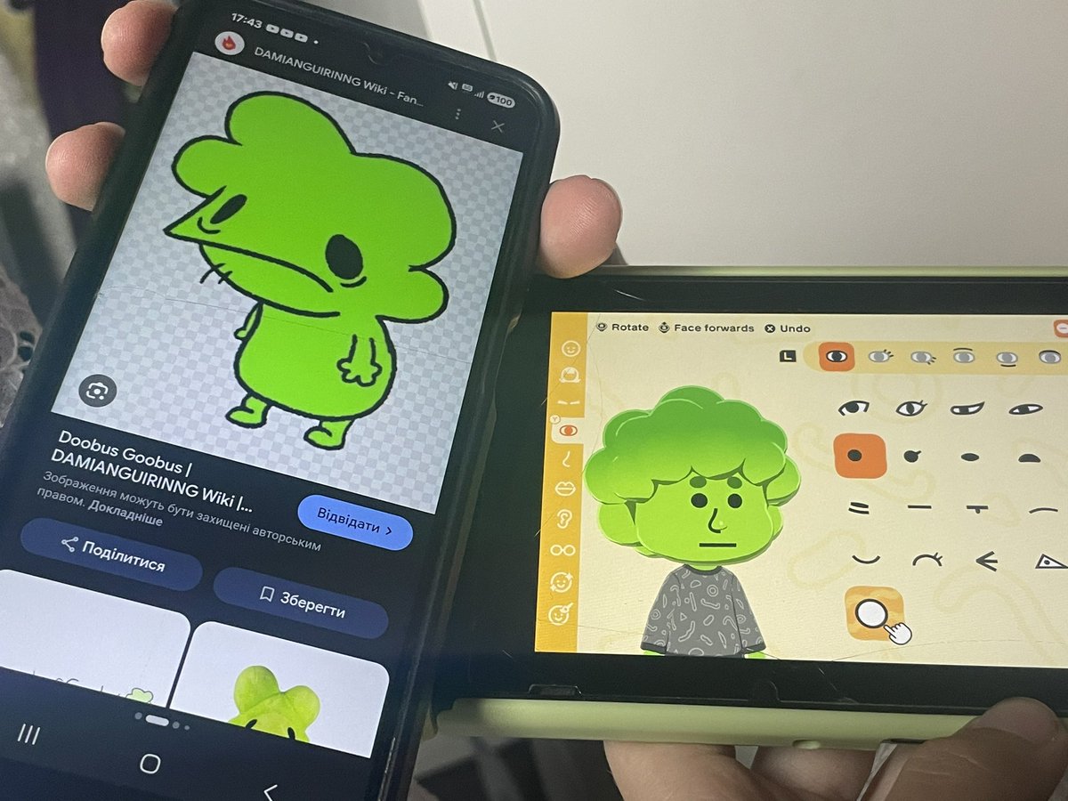 My partner was trying to make one of her OCs in Tomodachi life and accidentally started to make Doobus Goobus