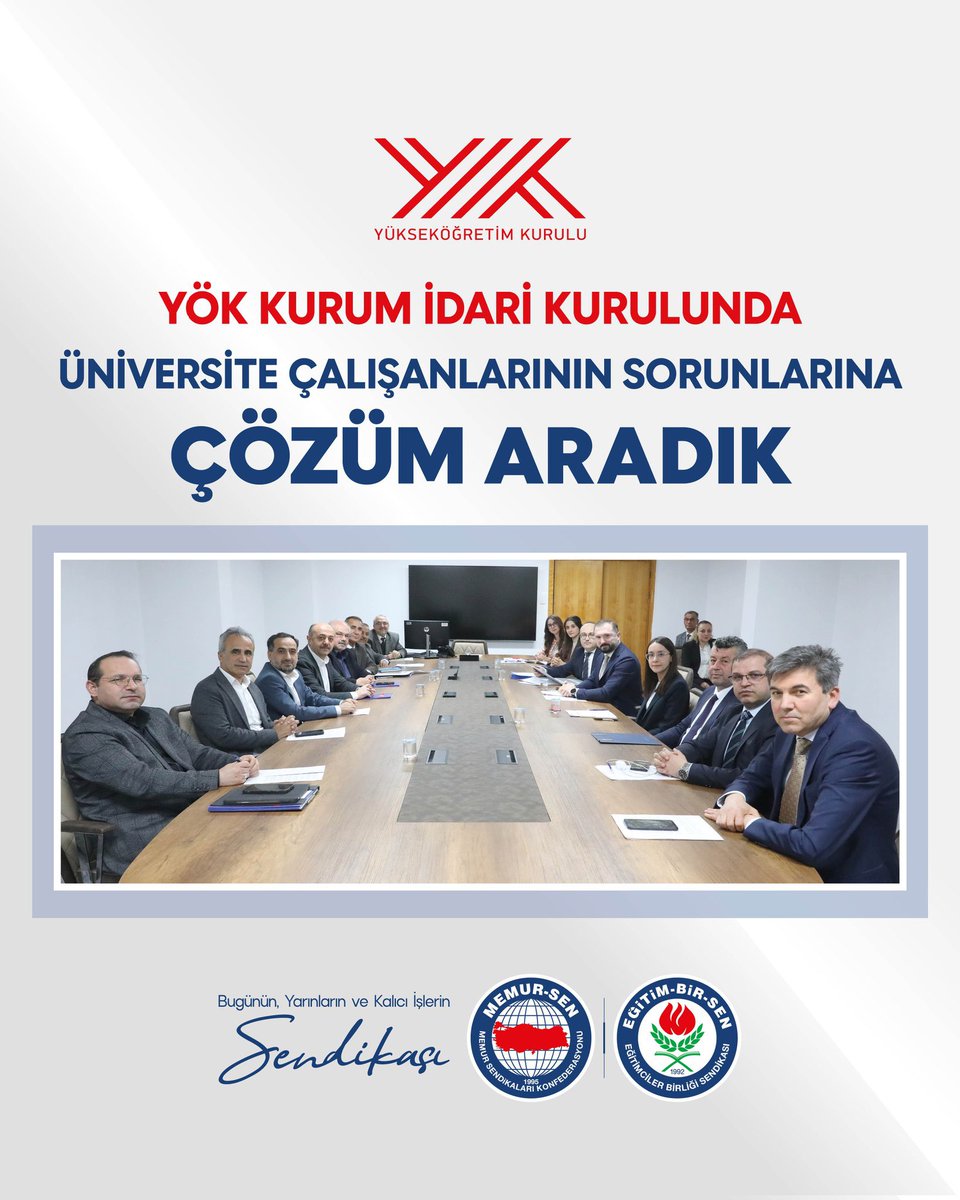 YÖK KURUM İDARİ KURULUNDA ÜNİVERSİTE ÇALIŞANLARININ SORUNLARINA ÇÖZÜM ARADIK
 
Yükseköğretim Kurulu (YÖK) Kurum İdari Kurulu’nun (KİK) Nisan 2026 toplantısında;
 
▪︎ Akademik zam

▪︎ Üniversite idari personeline yükseköğretim tazminatı ödenmesi
 
▪︎ İdari personelin yer