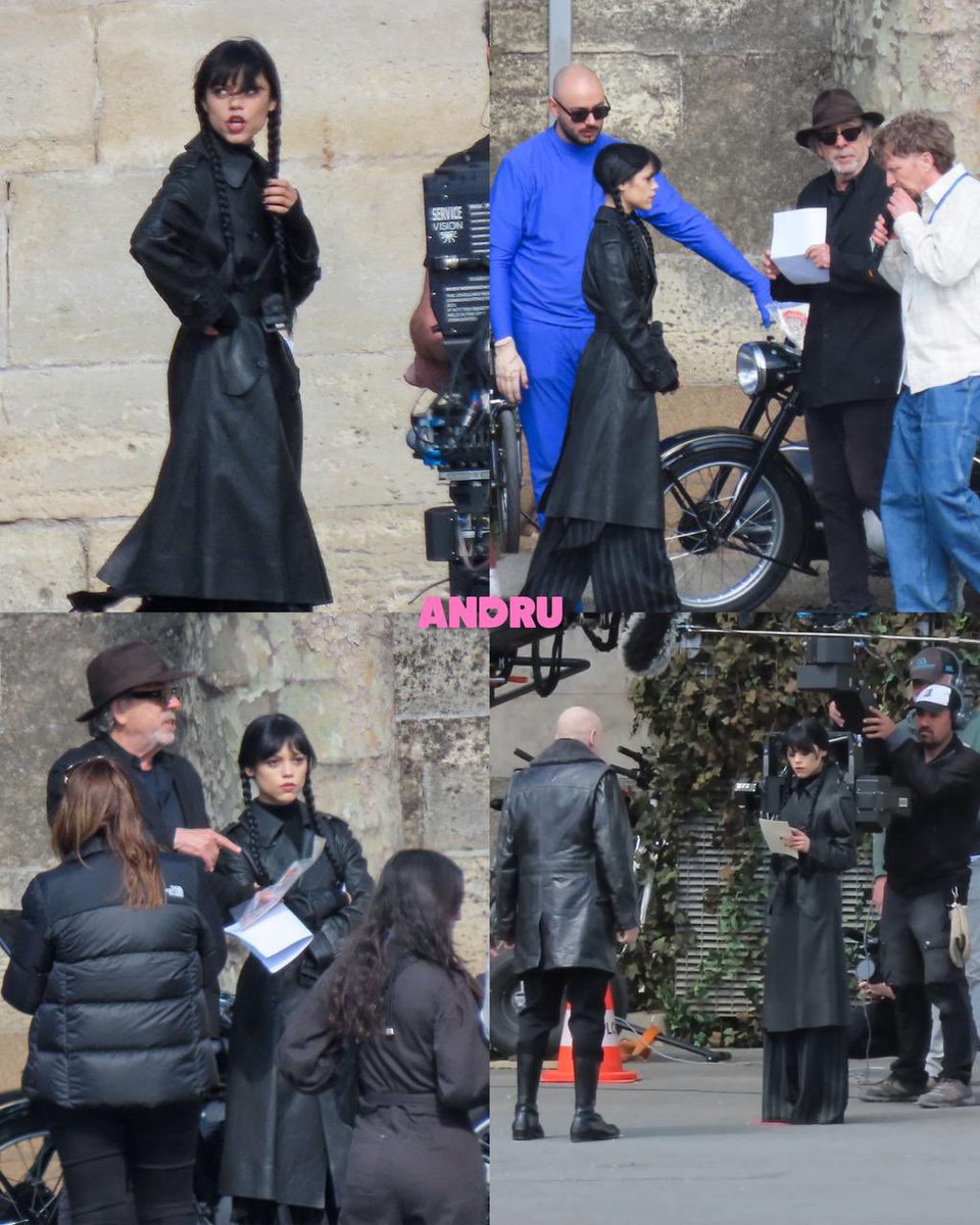 andrugeek's tweet image. ¡YA COMENZÓ! 🖤 Tenemos las primeras imágenes desde el set de grabación de la temporada 3 de #Wednesday con #JennaOrtega.