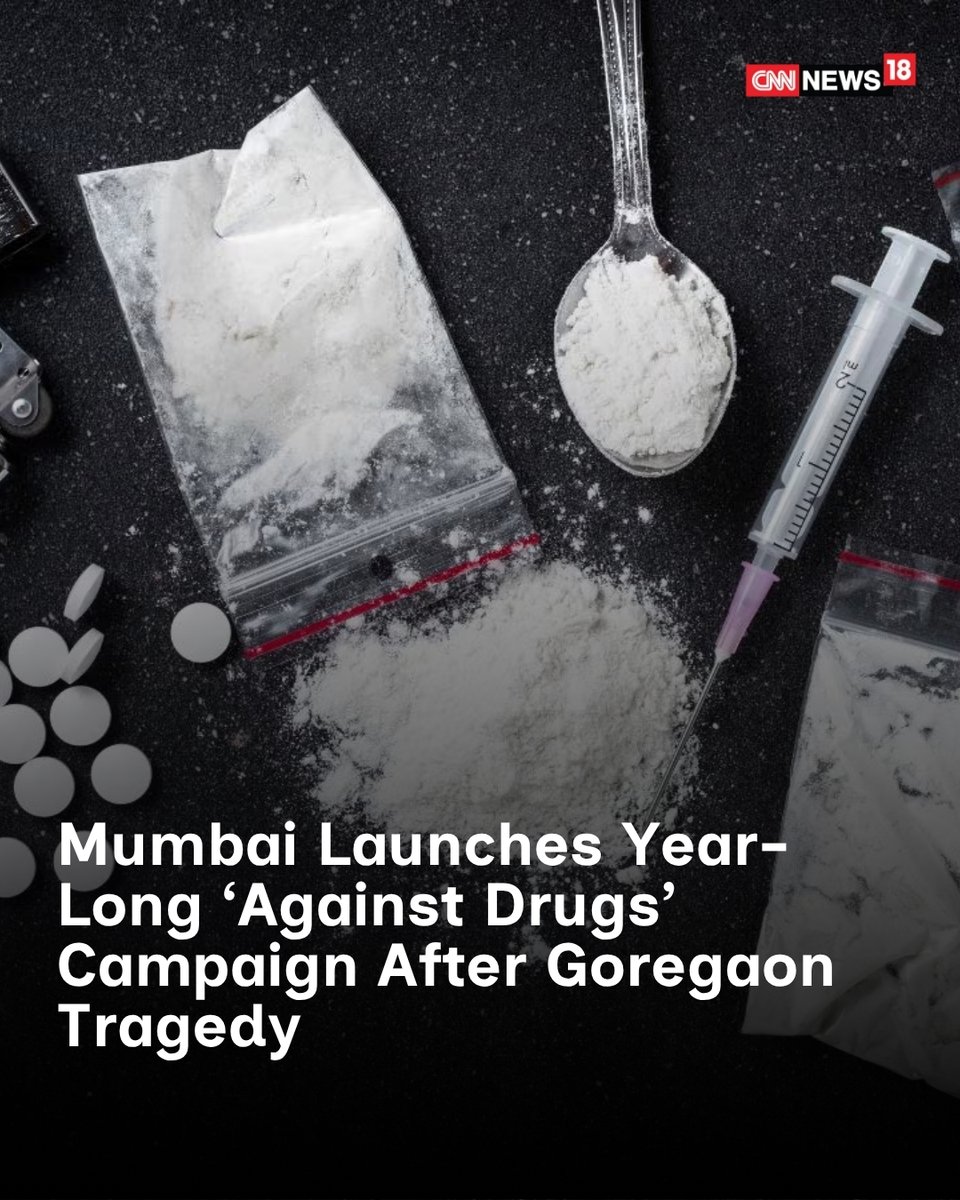 CNNnews18's tweet image. Mumbai launches Mumbai Against Drugs campaign from May 1 after Goregaon overdose deaths, a 12 member panel will drive citywide youth focused awareness and enforcement.

Reported by: @mayuganapatye 

#Mumbai #Goregaon #Awareness 

news18.com/india/mumbai-l…