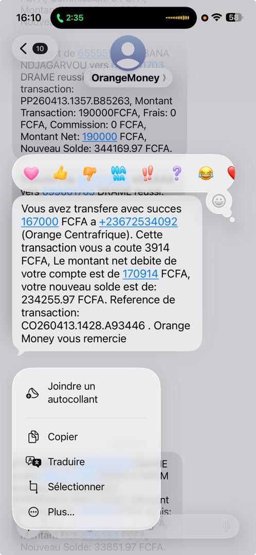 mohameddrame's tweet photo. @OrangeCare_CMR   Ceci est le message que j’ai reçu https://t.co/2EukulV7mu