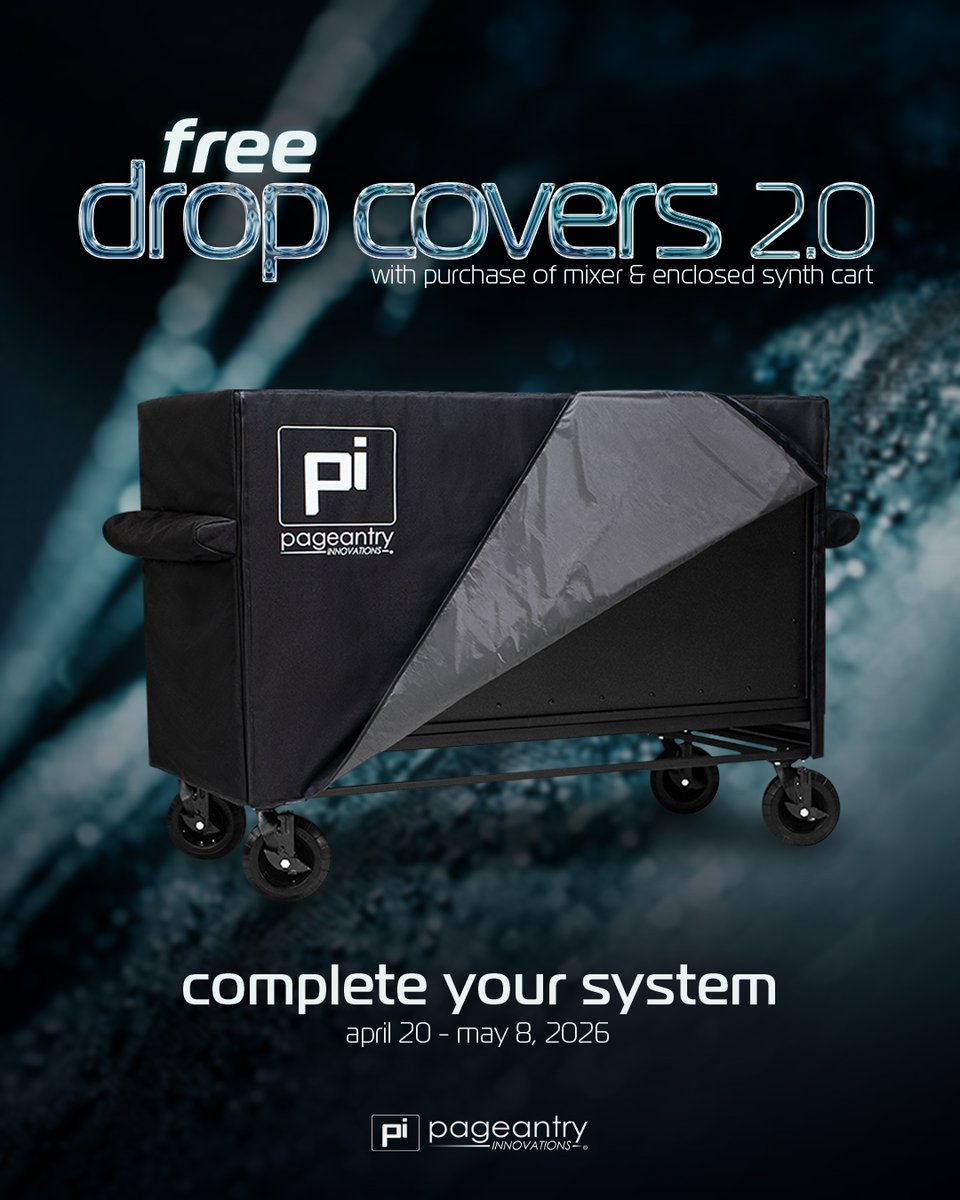 Pageantry_PI's tweet photo. Upgrade your system. We’ll cover it.

Get a FREE Drop Cover 2.0 with any Mixer Cart or Synth Cart purchase*.
Higher protection. Better design. No added cost.

Available 4/20–5/8.

Comment SYSTEM to learn more.

#PageantryInnovations #PI #dropcovers2 #BuiltForTheElements https://t.co/vfeOec3Zar