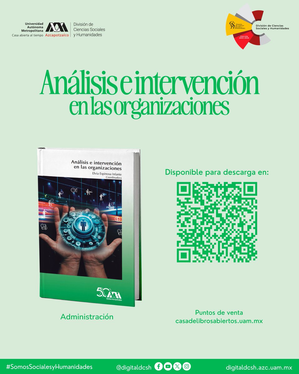 📚 Novedades editoriales DCSH UAM Azcapotzalco Departamento de Administración 📕 disponible en PDF con acceso libre a través del Repositorio Institucional Zaloamati UAM-A  📖 doi.org/10.24275/uama.… 
#DCSH #CDyP #zaloamati #coseiazcapotzalco 🎉