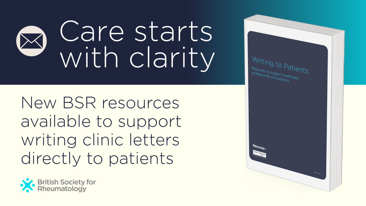 RheumatologyUK's tweet photo. ๐ข New resources to support your clinic letter writing practice
Patients want letters written directly to them - and HCPs who do it say it takes no longer than writing to the GP.
Read more here - https://t.co/5ocrKU4qXS https://t.co/FVi9f2TNrs