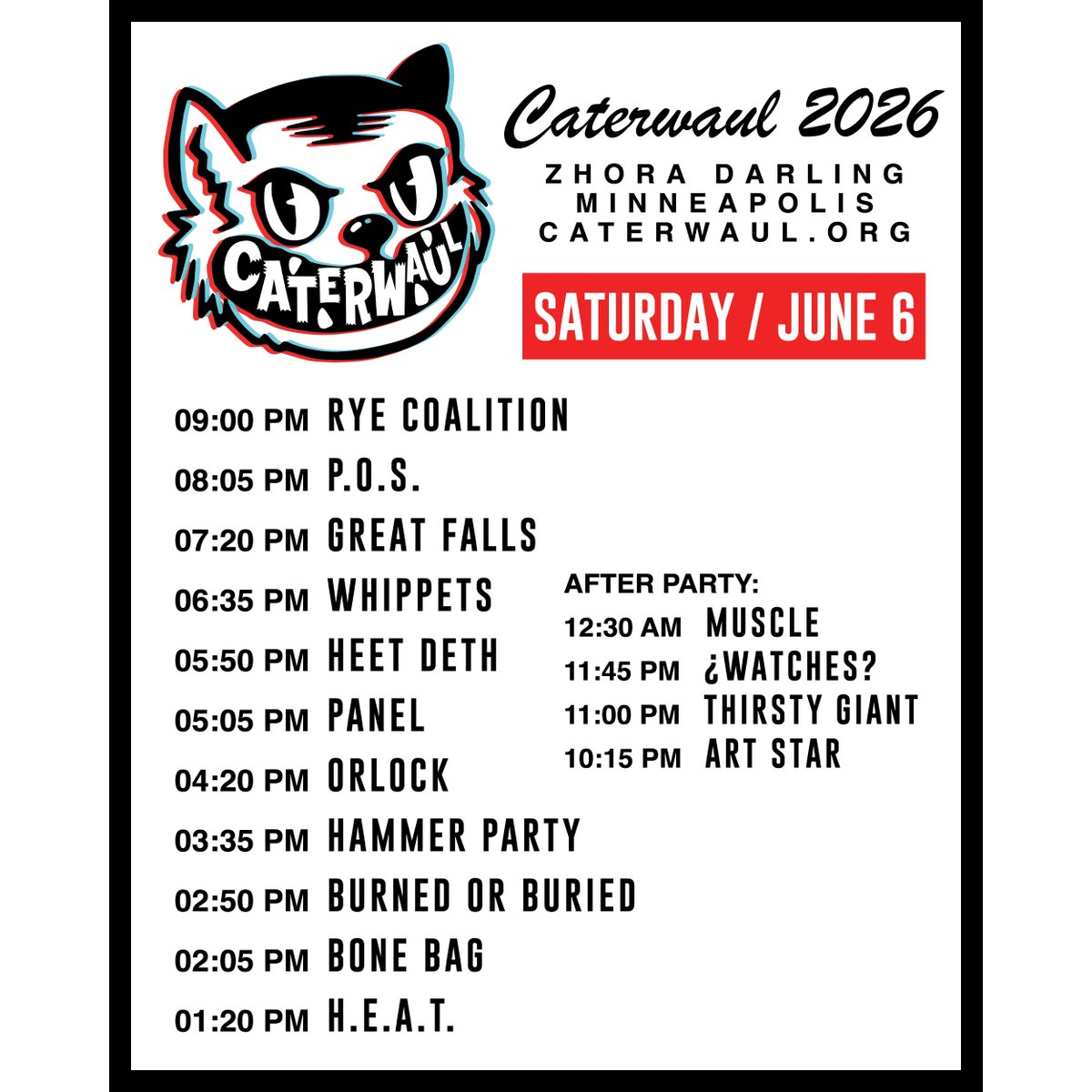caterwaulfest's tweet photo. Full schedule revealed and single day passes available! Get tickets today. https://t.co/jYwojLl97j https://t.co/qLVCmqUxAp