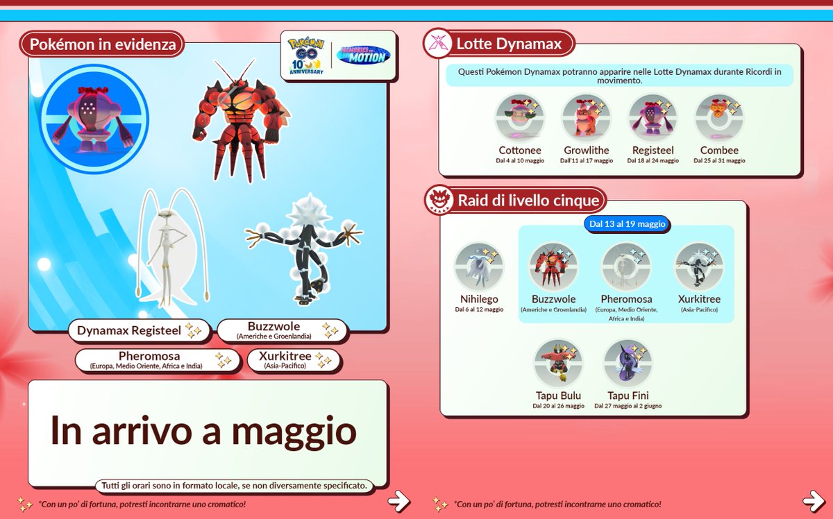 PokemonGOit's tweet image. Preparati per le novità di maggio in #PokemonGO! Il giorno di raid Ombra dedicato a Entei, l'evento maratona primaverile, i Community Day e molto altro ti aspettano.
