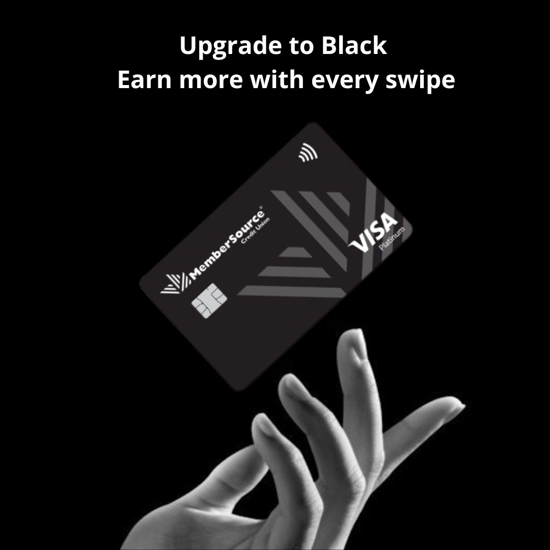 MemberSourceCU's tweet photo. Introducing the Visa® Platinum Black Card 
Earn more with every swipe and take your rewards further.

Now available at MemberSource Credit Union. https://t.co/NyCk1CRZIJ