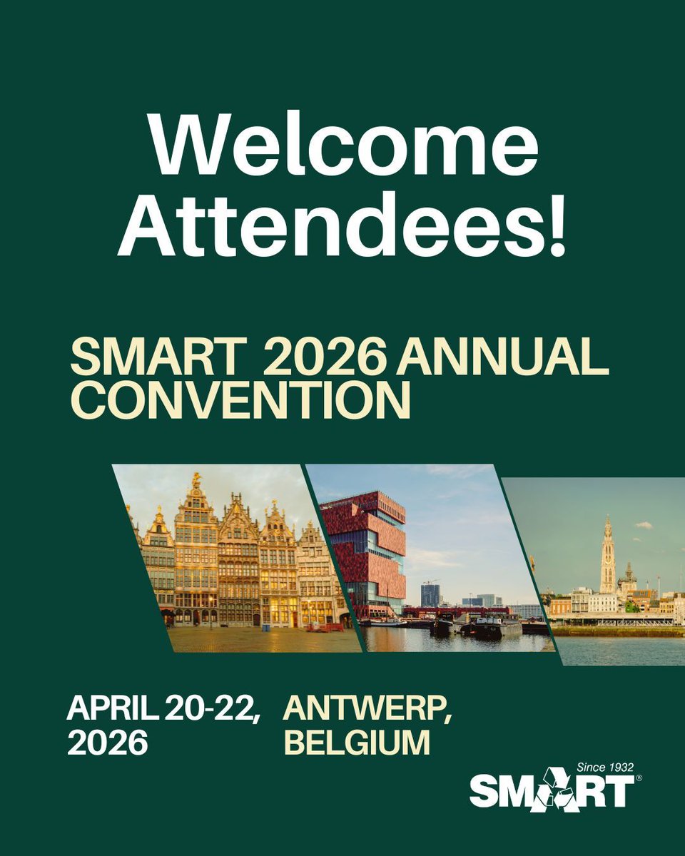 SMARTTextile's tweet photo. Welcome to SMART 2026 in Antwerp! We’re excited to bring together industry leaders, innovators, and members from around the world for three days of meaningful conversations, learning, and connection. Wishing you a productive and memorable conference! 🌍♻️ https://t.co/GjcWUPAQA8