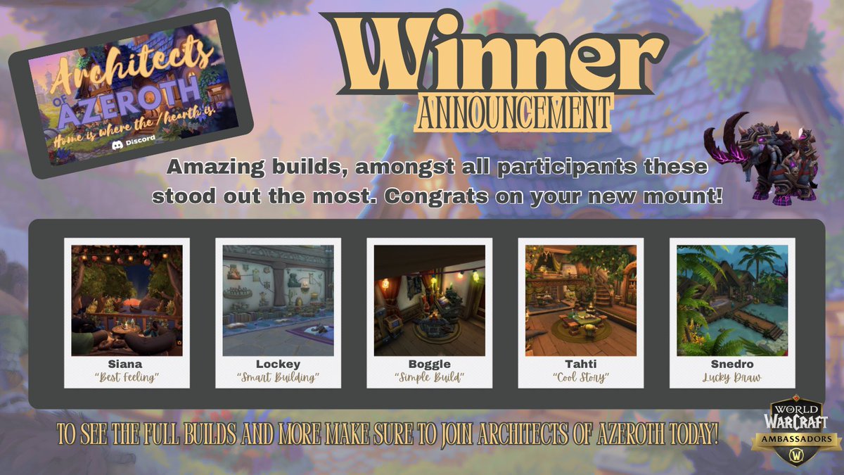 MieRosea's tweet photo. ✨And the winners are…..
Join the amazing Architects of Azeroth to see the full builds and all the contestants and their stories here: https://t.co/EPLFB19Yb7

Congratulations fellow architects!!
#worldofwarcraft #WoWHousing #wowambassador @Warcraft https://t.co/fTSxO0CsCS