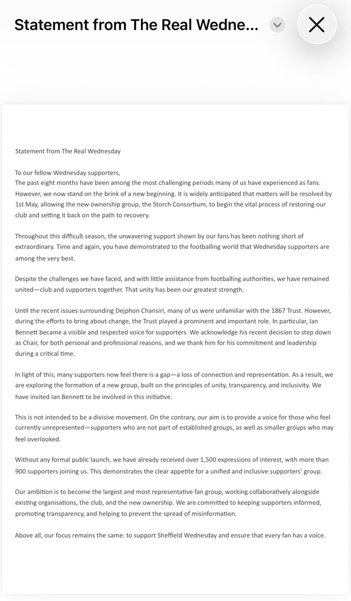 Leekie1867's tweet image. Statement from The Real Wednesday:
#swfc