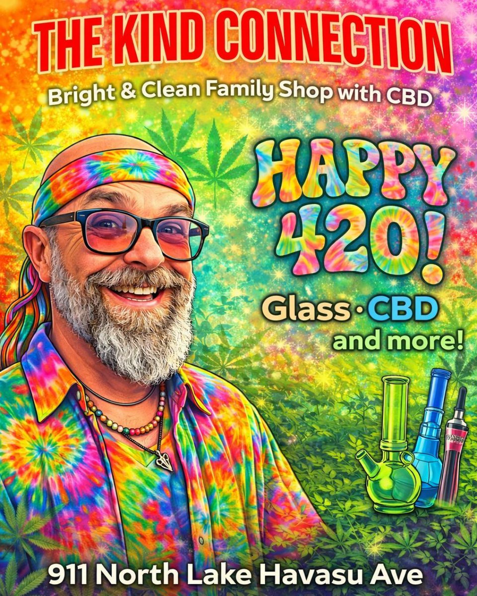 kind_connection's tweet image. It’s 4:20 Somewhere…
Actually, It’s Here.
Come Celebrate With Us!  #420Celebration #BeKind #ShopLocal #420Vibes

Kind Connection Smoke Shop
911 N Lake Havasu Ave, Lake Havasu City, AZ 86403
(928) 846-4701
