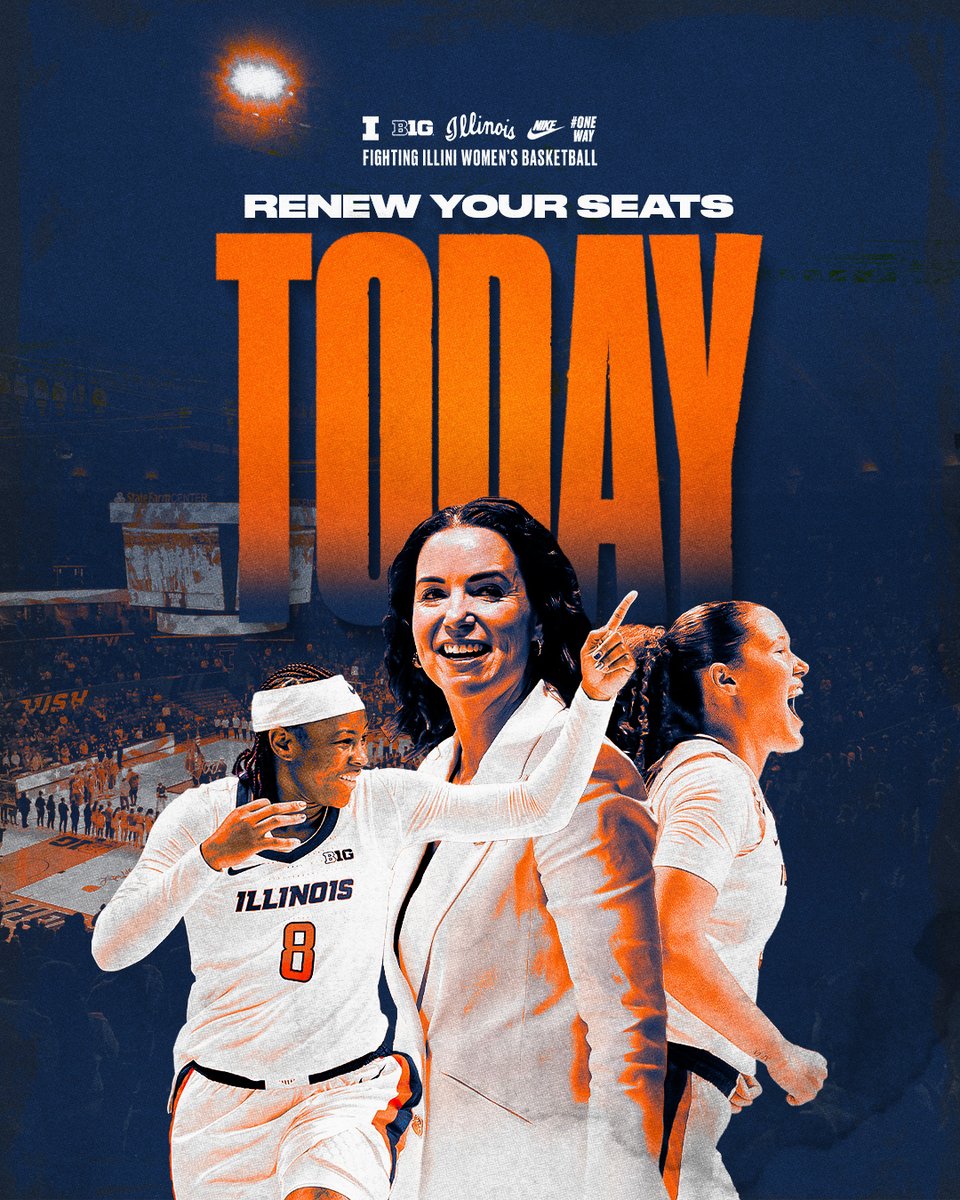 IlliniWBB's tweet photo. 🔶 TODAY'S THE DAY 🔷

Season ticket holders can now renew their seats for the 2026-27 campaign!

📲 - https://t.co/qhOCPBYnrG https://t.co/HPU0cdFue3