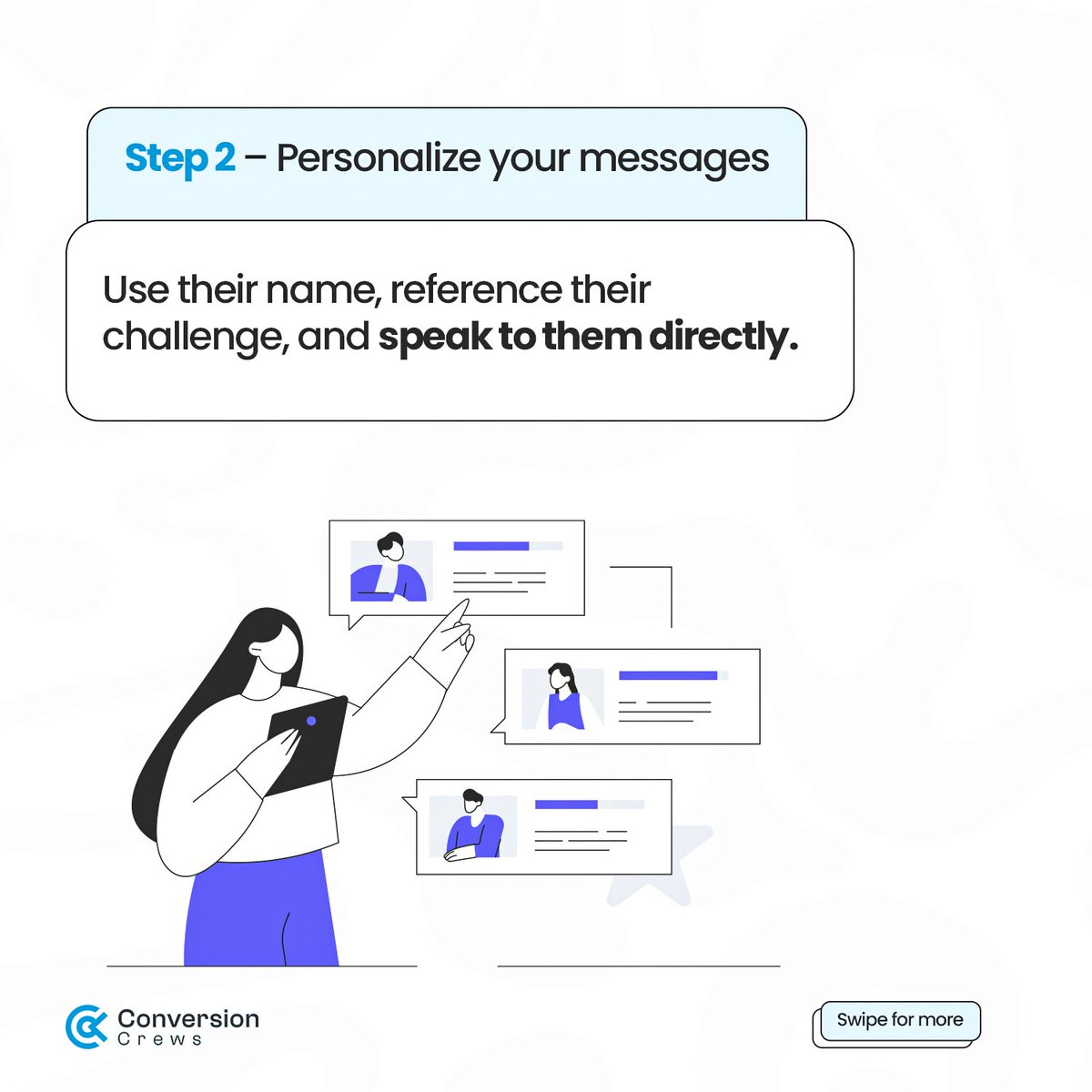 Conversioncrews's tweet image. Cold leads still buy. You just need structure.

-Group them right
-Speak to their problem
-Show real results
-Lead them to one action

Fix your follow-up. Fix your sales.

DM us to set it up.

#MarketingStrategy #LeadNurturing #SalesTips #Salesfunnel