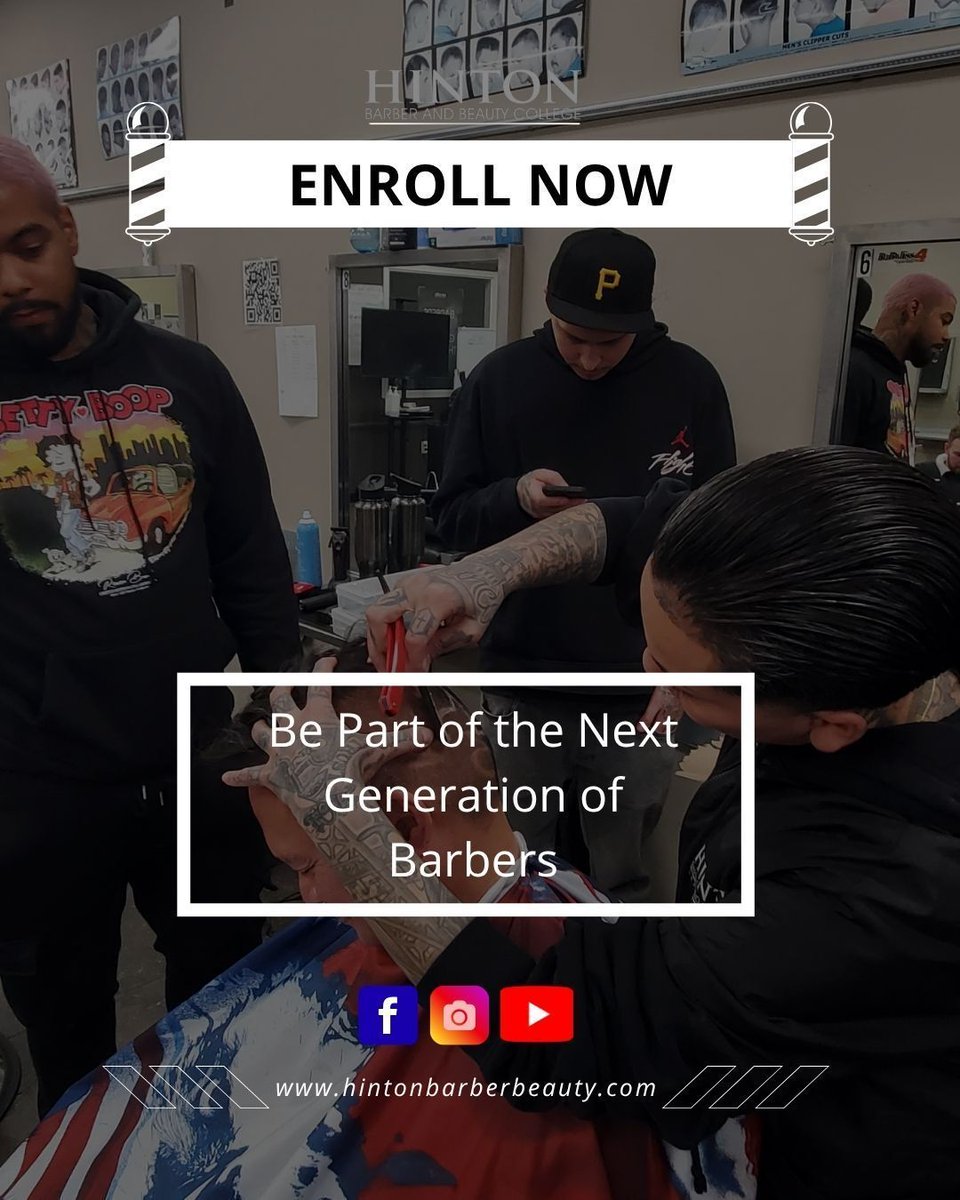 HintonStyle's tweet image. Be Part of the Next Generation of Barbers! Are you in? 💈📆 
#Barberschool #CareerGoals