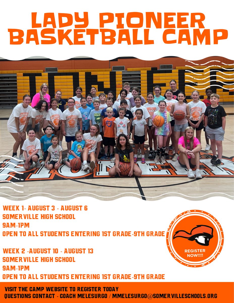 VilleWBBall's tweet photo. 🏀Registration is open for our 12th annual summer basketball camps. Link to register: https://t.co/UDAIRHhDy9 or contact: mmelesurgo@somervilleschools.org https://t.co/5nB7bFm6Js