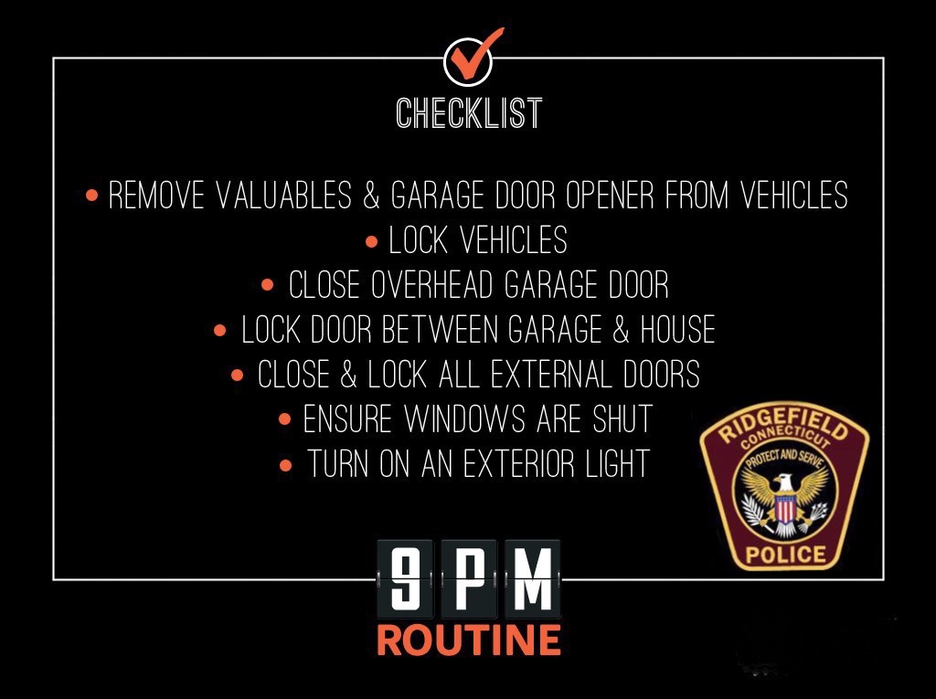 RidgefieldCTPD's tweet photo. The Ridgefield PD is currently investigating larcenies from motor vehicles that have occurred during the overnight hours. Many of these cars have been left unlocked. Please always lock your vehicle and remove valuables when you are away from your vehicle.

#LockItOrLoseIt https://t.co/MbH7GbJBzu