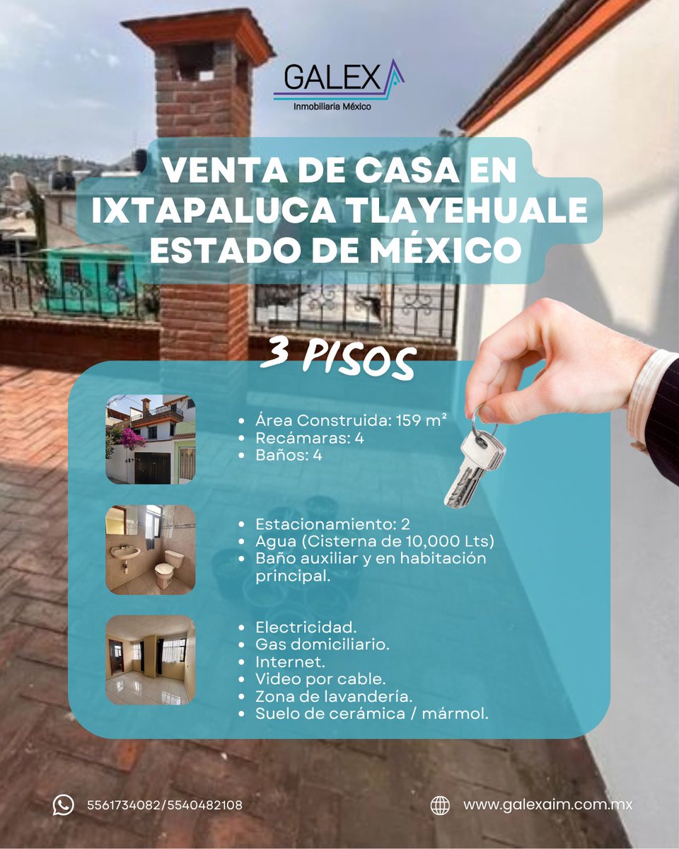 GalexaIM's tweet photo. 🏡 VENTA DE CASA EN IXTAPALUCA – TLAYEHUALE, ESTADO DE MÉXICO (3 NIVELES)

💬 Comparte esta publicación, puede ser la oportunidad que alguien está buscando. ¡Gracias!

#casaenventa #ixtapaluca #tlayehuale #inversioninmobiliaria #galexainmobiliaria https://t.co/NpoQM9Q9fh