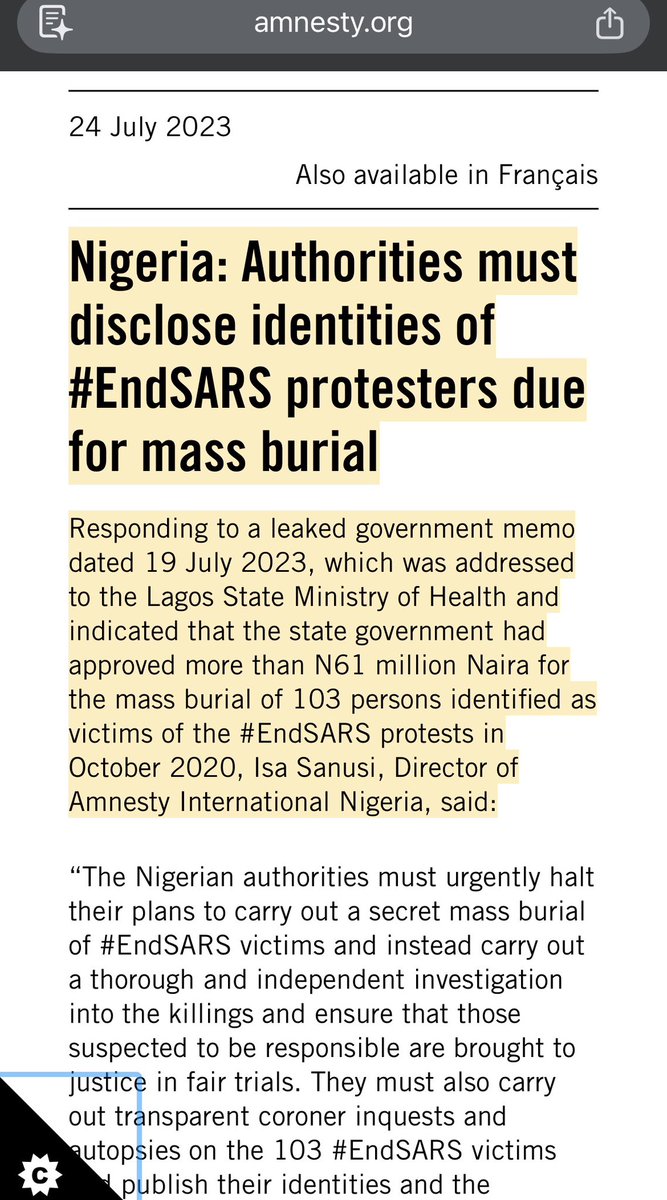 drkenon2's tweet image. “Nigerian Authorities must disclose the identities of #EndSARS protesters due for mass burial.”  ~Amnesty International