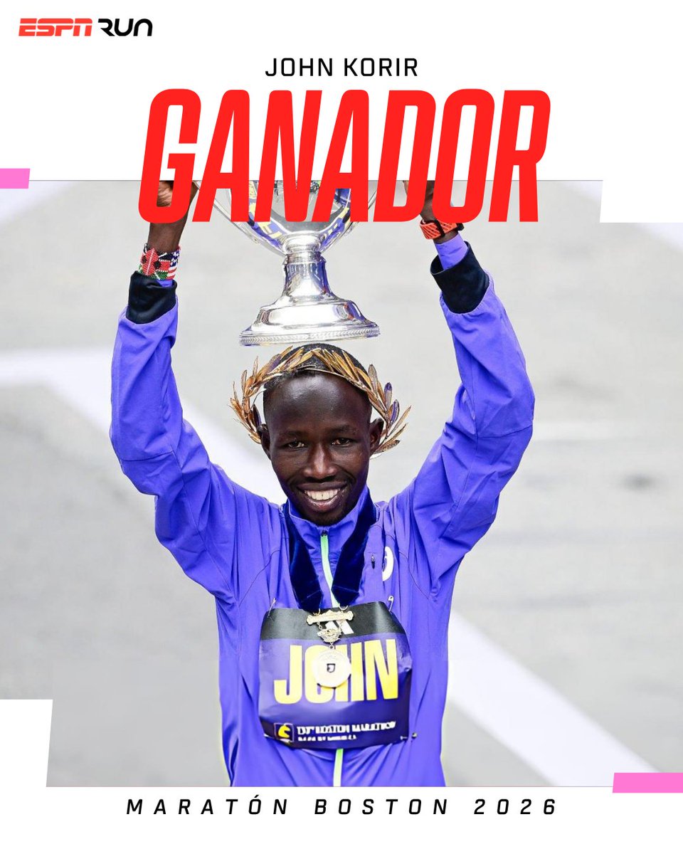 ESPNRun's tweet photo. ¡Fuerte esos aplausos para John #Korir en su segundo año consecutivo ganando #Boston! 🔥

El keniata se proclamó ganador con una de las mejores marcas en la historia del maratón. 🤩

↪️↔️ Deslizá para conocer a las que completaron el podio.

📺 Lo mejor del running en Disney + https://t.co/rdapIW5WGU