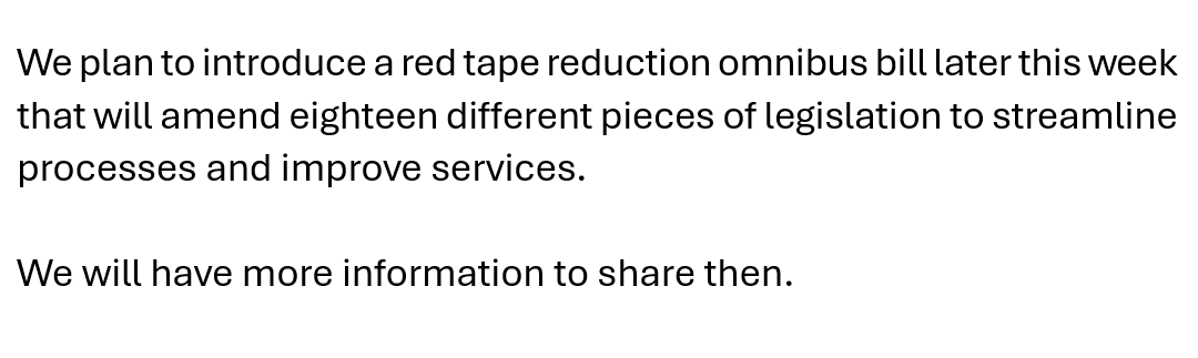 JSJamato's tweet image. Interesting process, this daylight saving time decision by the Alberta's premier.

It was announced in a newspaper column, no press conf. 

I asked the premier's office for a statement, got this extremely vague response from the red tape reduction ministry.... #ableg #cdnpoli