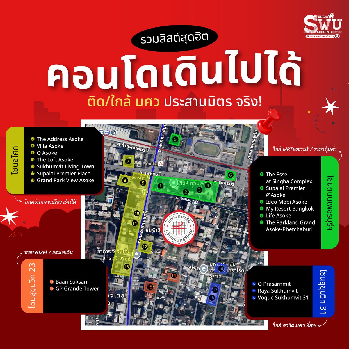 swusleeping's tweet photo. 📣 รวมลิสต์คอนโดเดินไปได้ 🏫
ติด/ใกล้ มศว ประสานมิตร จริง!
.
#มศว #มศวประสานมิตร #มศวไม่มีจุด #ประสานมิตร #สาธิตมศว #ทีมมศว #หาหอมศว #หาคอนโดมศว #เมทมศว #หาเมทมศว #Dormswu #หอมศว #คอนโดมศว #swu https://t.co/pYYAiuhweK