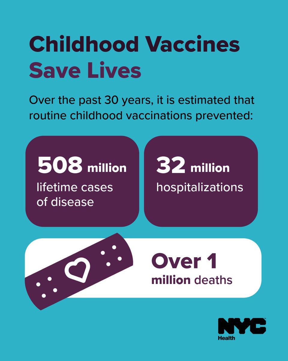 nycHealthy's tweet photo. Getting your child vaccinated on schedule can protect them from suffering throughout their life.
This National #InfantImmunizationWeek, talk to your child’s doctor to make sure your child is vaccinated on time or if you have questions about vaccination: https://t.co/0fwaeRn8oL https://t.co/8W4e4ozclt