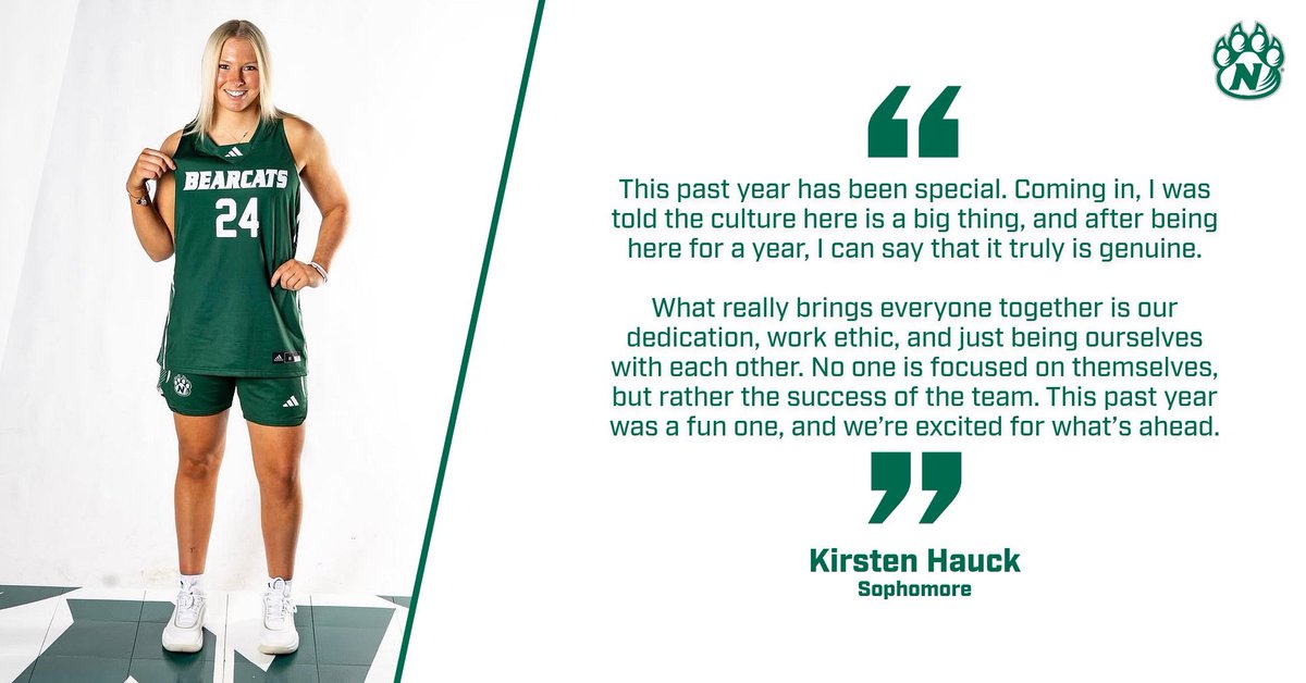 nwbearcatwbb's tweet photo. Finishing up year #1️⃣ - Here are some words from a few of our newest Bearcats!  💚 https://t.co/5O5cfErDT8