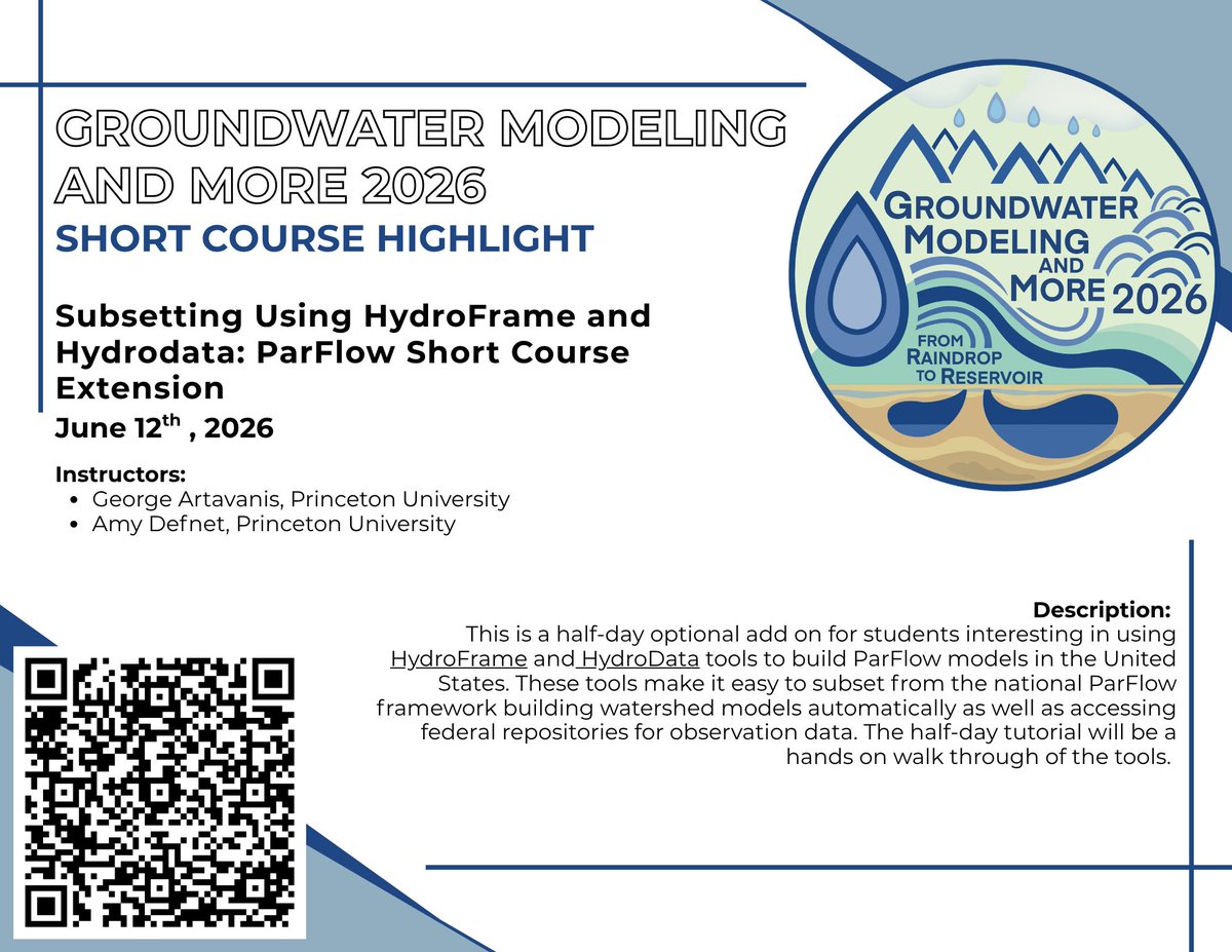 IGWMC's tweet photo. #GWM2 Short Course Highlight: Integrated Simulation Of Watershed Systems Using ParFlow and Subsetting Using HydroFrame and Hydrodata: ParFlow Short Course Extension
For more:
🔗 https://t.co/cXfQqiOdE5
#Hydrology @reedh2o https://t.co/Uij65ogfrM